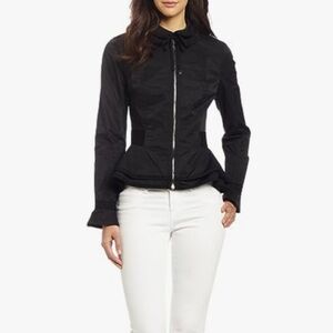 Elie Tahari Black Aliza Peplum Fitted Zip Front Jacket, Size XS
